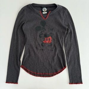 Disney Jerry Leigh Mickey Mouse grey contrast stitch long sleeve shirt